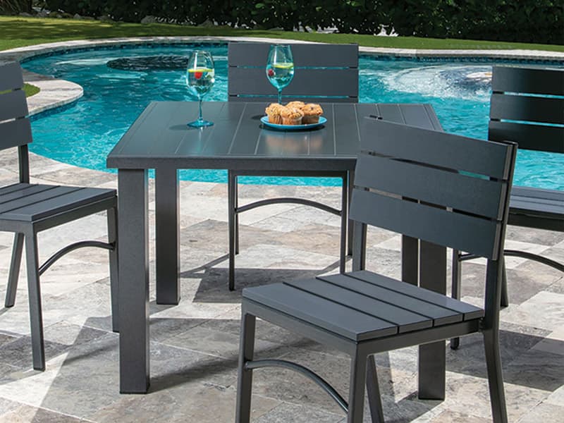 Windward Design Group Apollo Aluminum Square Outdoor Dining Table with Umbrella Hole