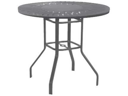 Windward Design Group Sunburst Punched Aluminum Round Balcony Table with Umbrella Hole