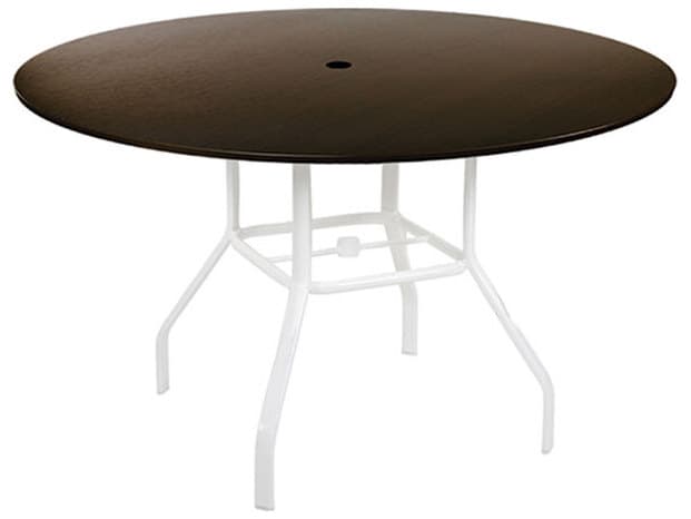Windward Design Group Raleigh Aluminum Round Patio Dining Table with Umbrella Hole