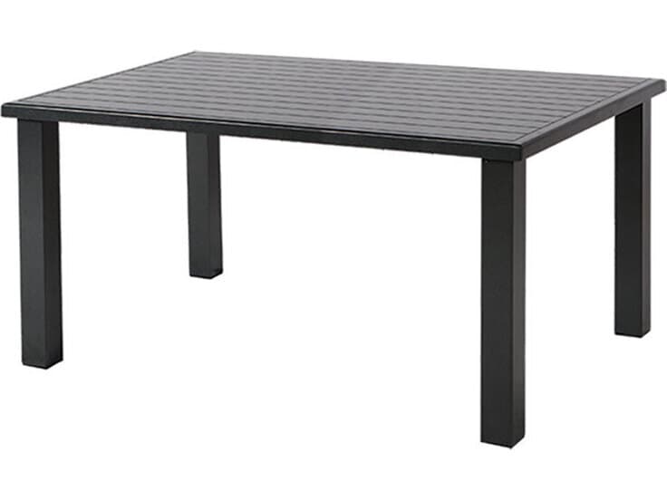 Windward Design Group Apollo Aluminum Rectangular Outdoor Patio Dining Table with Umbrella Hole