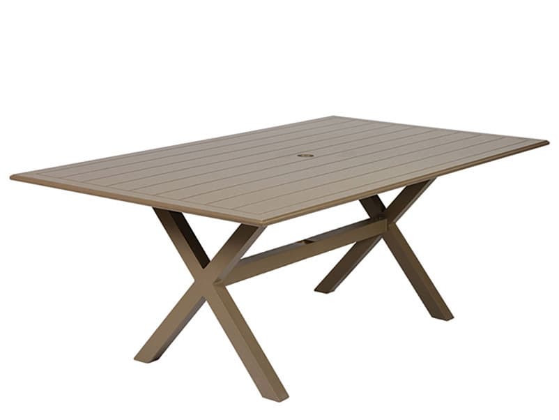 Windward Design Group Newport MGP Aluminum Rectangular Outdoor Patio Dining Table with Umbrella Hole