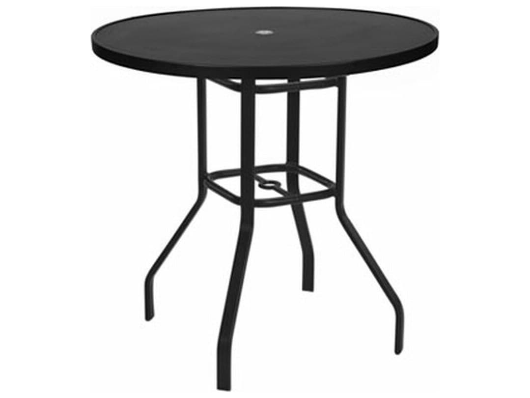 Windward Design Group Avalon II Aluminum Round Outdoor Bar Table with Umbrella Hole