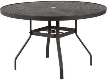 Windward Design Group Napa Punched Aluminum Round Patio Dining Table with Umbrella Hole