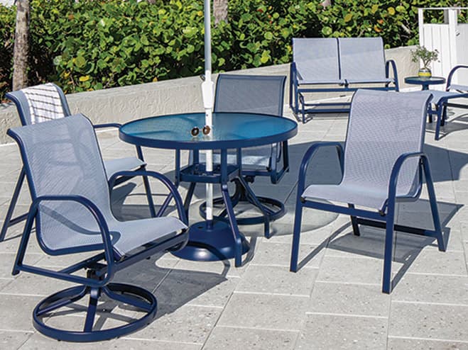 Windward Design Group Ocean Breeze Sling Aluminum Outdoor Dining Set