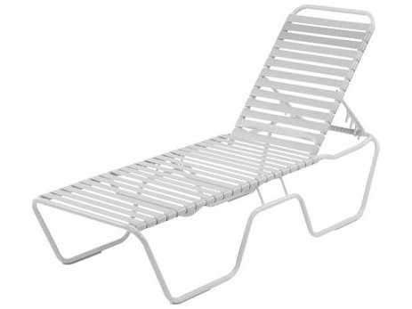 Windward Design Group Country Club Strap Aluminum Skids Outdoor Patio Chaise Lounge