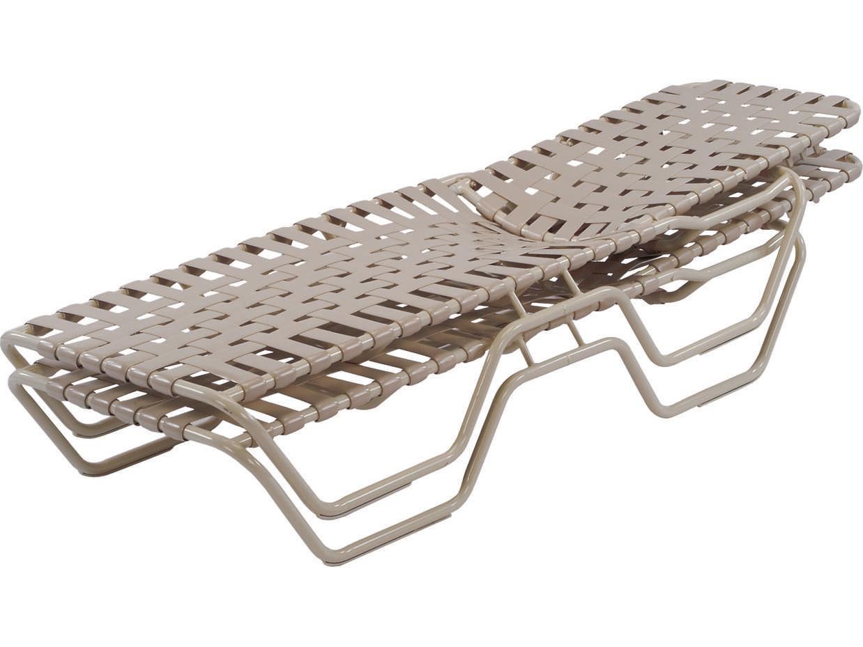 Windward Design Group Country Club Strap Aluminum Skids Outdoor Chaise Lounge Cross Weave