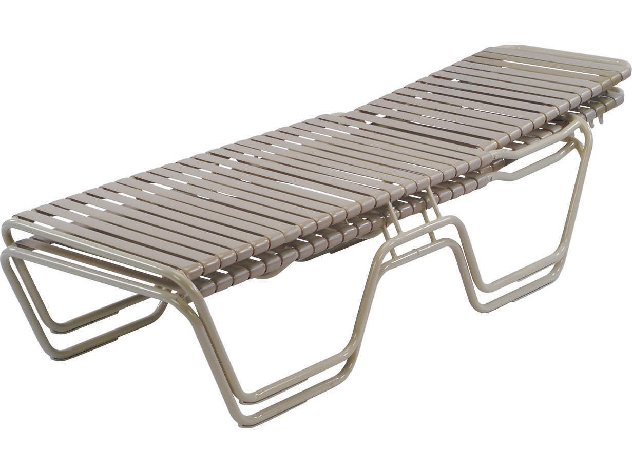 Windward Design Group Country Club Strap Aluminum Skids Outdoor Patio Chaise Lounge