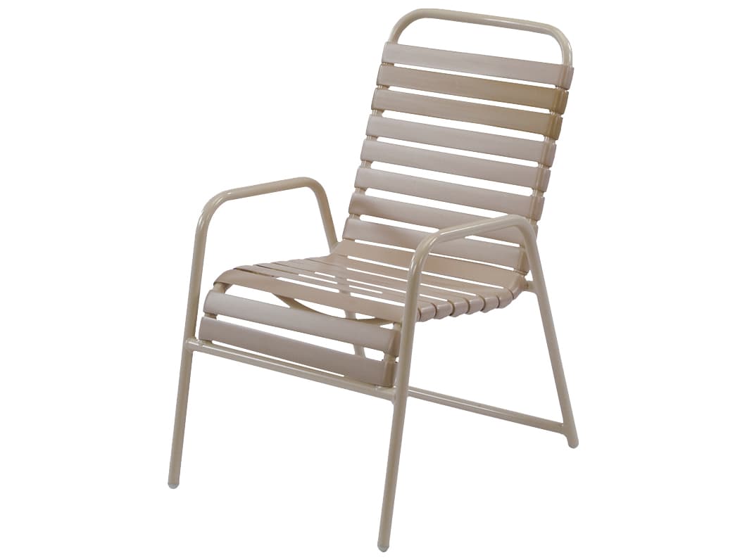 Windward Design Group Country Club Strap Aluminum Stacking Outdoor Patio Dining Arm Chair