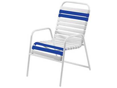 Windward Design Group Country Club Strap Aluminum Stacking Outdoor Patio Dining Arm Chair