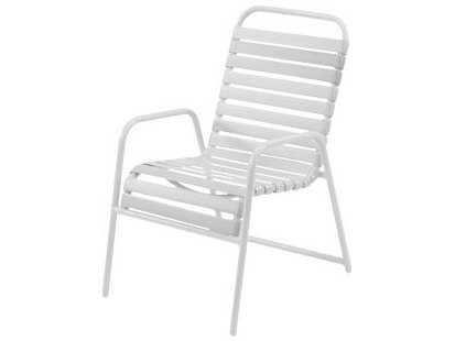 Windward Design Group Country Club Strap Aluminum Stacking Outdoor Patio Dining Arm Chair
