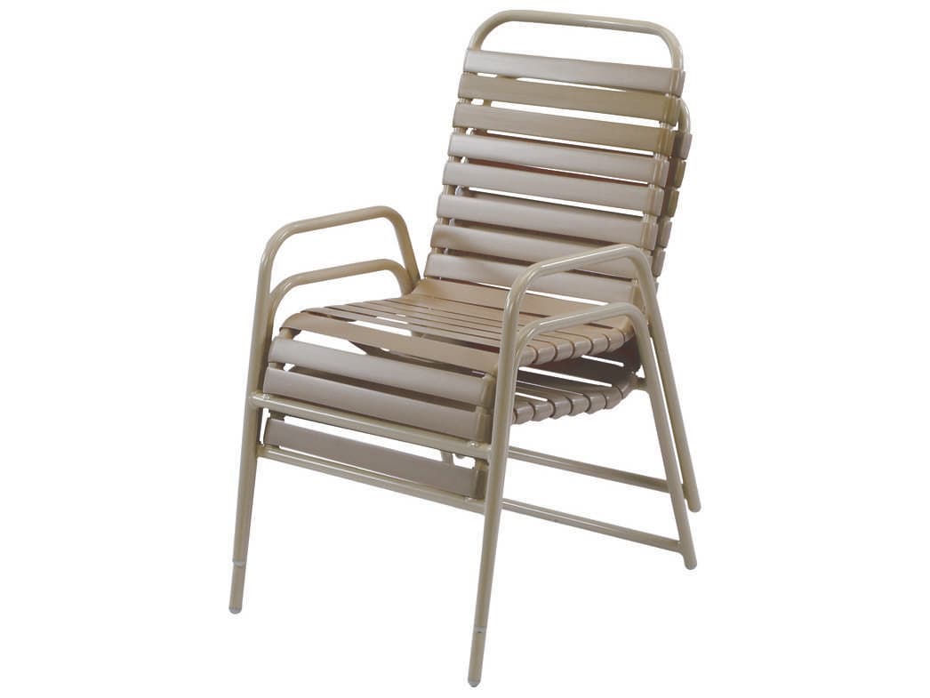 Windward Design Group Country Club Strap Aluminum Stacking Outdoor Patio Dining Arm Chair