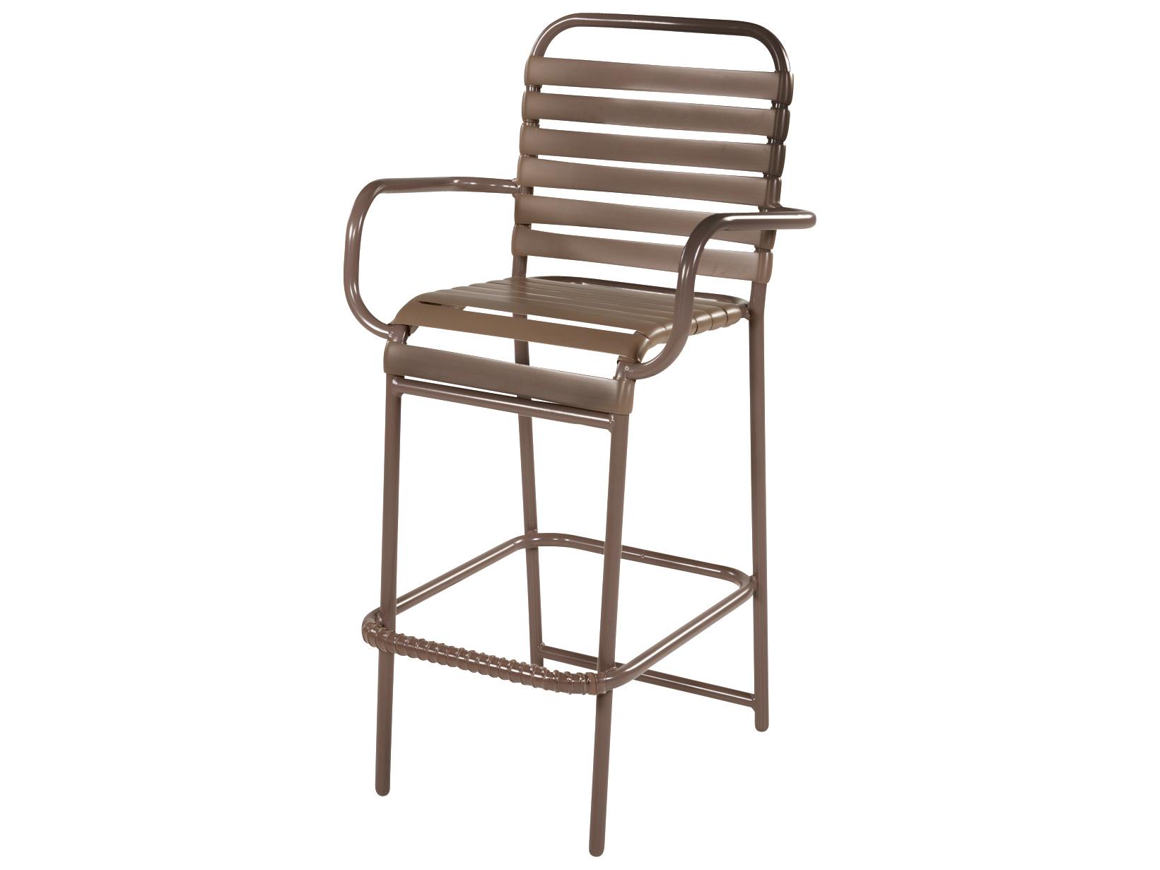 Windward Design Group Neptune Strap Aluminum Stacking Patio Bar Chair with Arms
