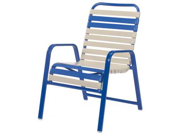 Windward Design Group Regatta Strap Aluminum Stacking Outdoor Patio Dining Arm Chair