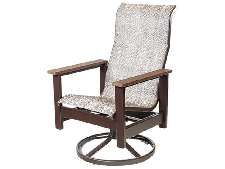 Windward Design Group Kingston Sling MGP Arm High Back Swivel Rocker Patio Dining Chair