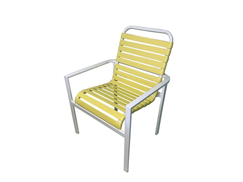 Windward Design Group Waterside Strap Aluminum Stacking Outdoor Dining Arm Chair