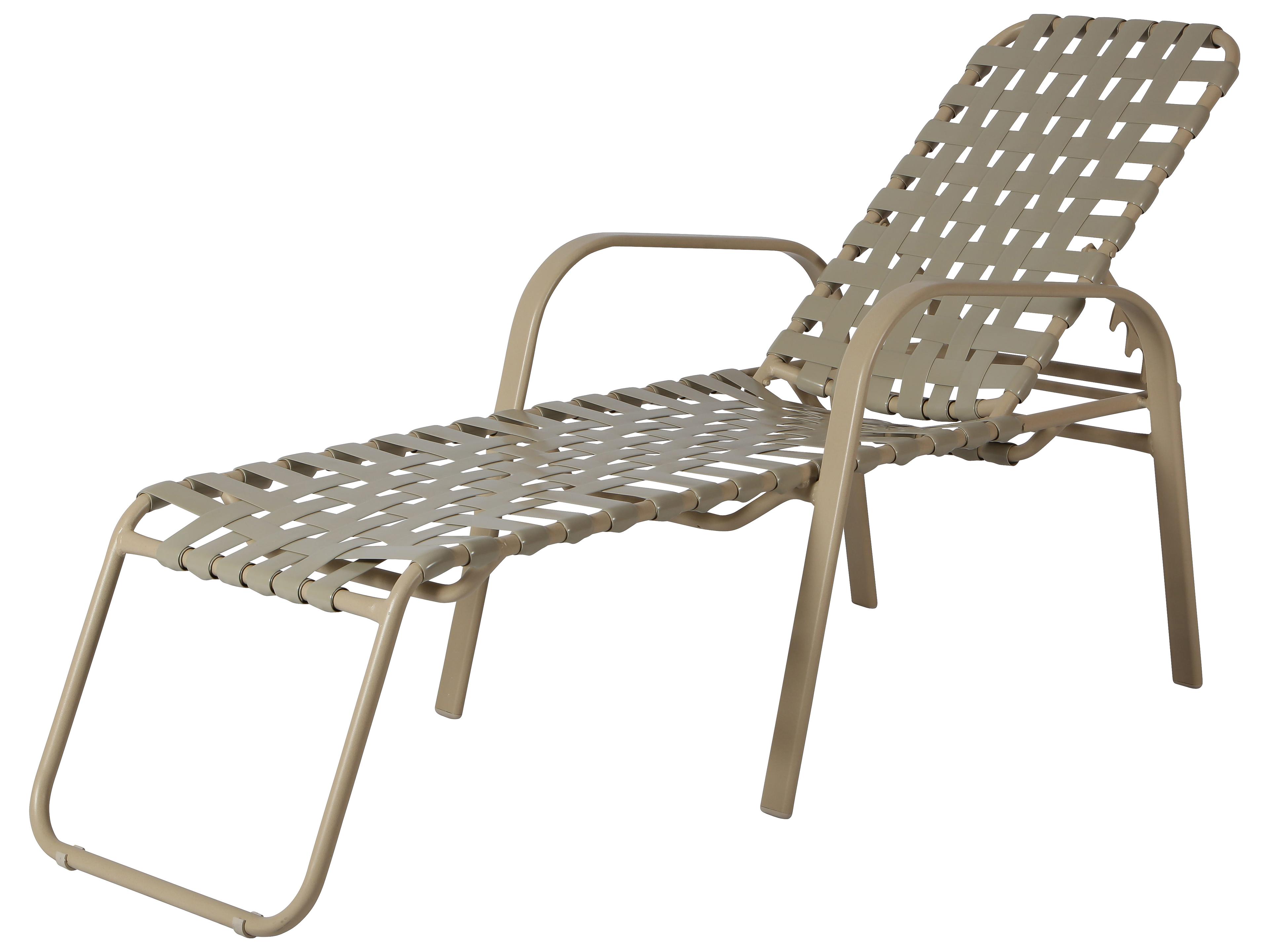 Windward Design Group Anna Maria Strap Aluminum Stacking Patio Chaise Lounge Cross Weave