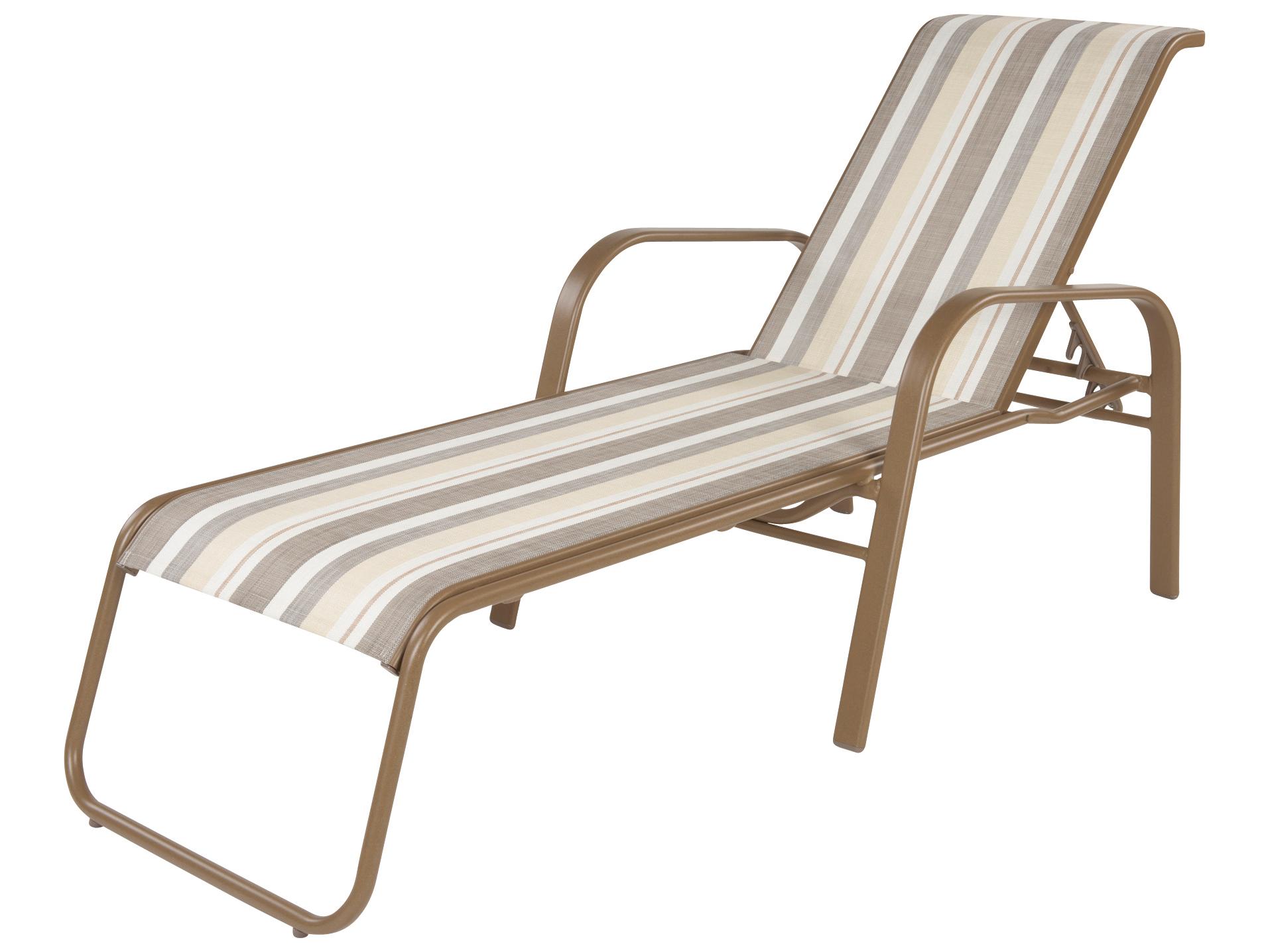 Windward Design Group Anna Maria Sling Aluminum Stacking Outdoor Chaise Lounge with Arms