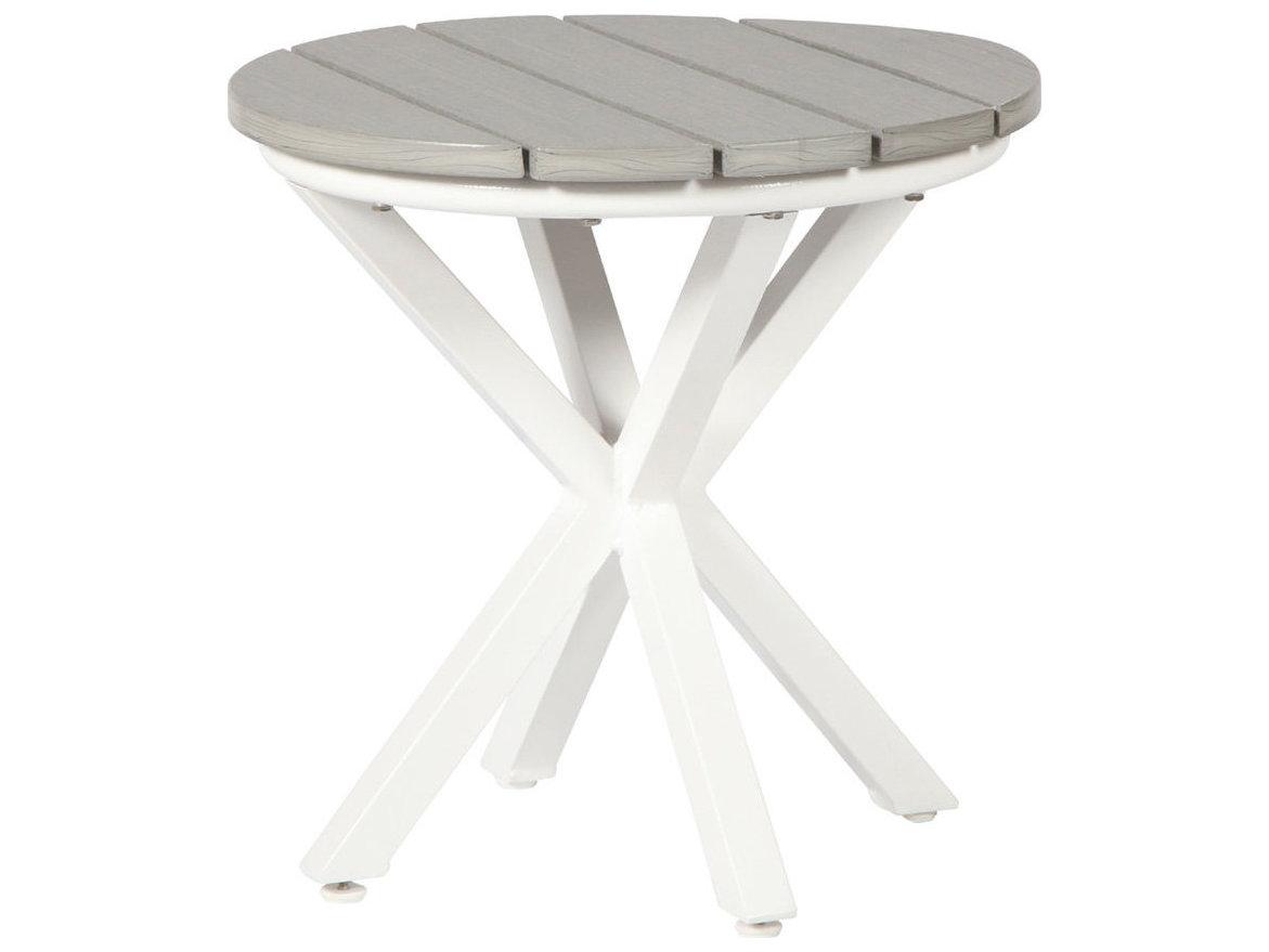 Windward Design Group Tahoe Plank MGP Top Tables Aluminum Round Outdoor Patio End Table