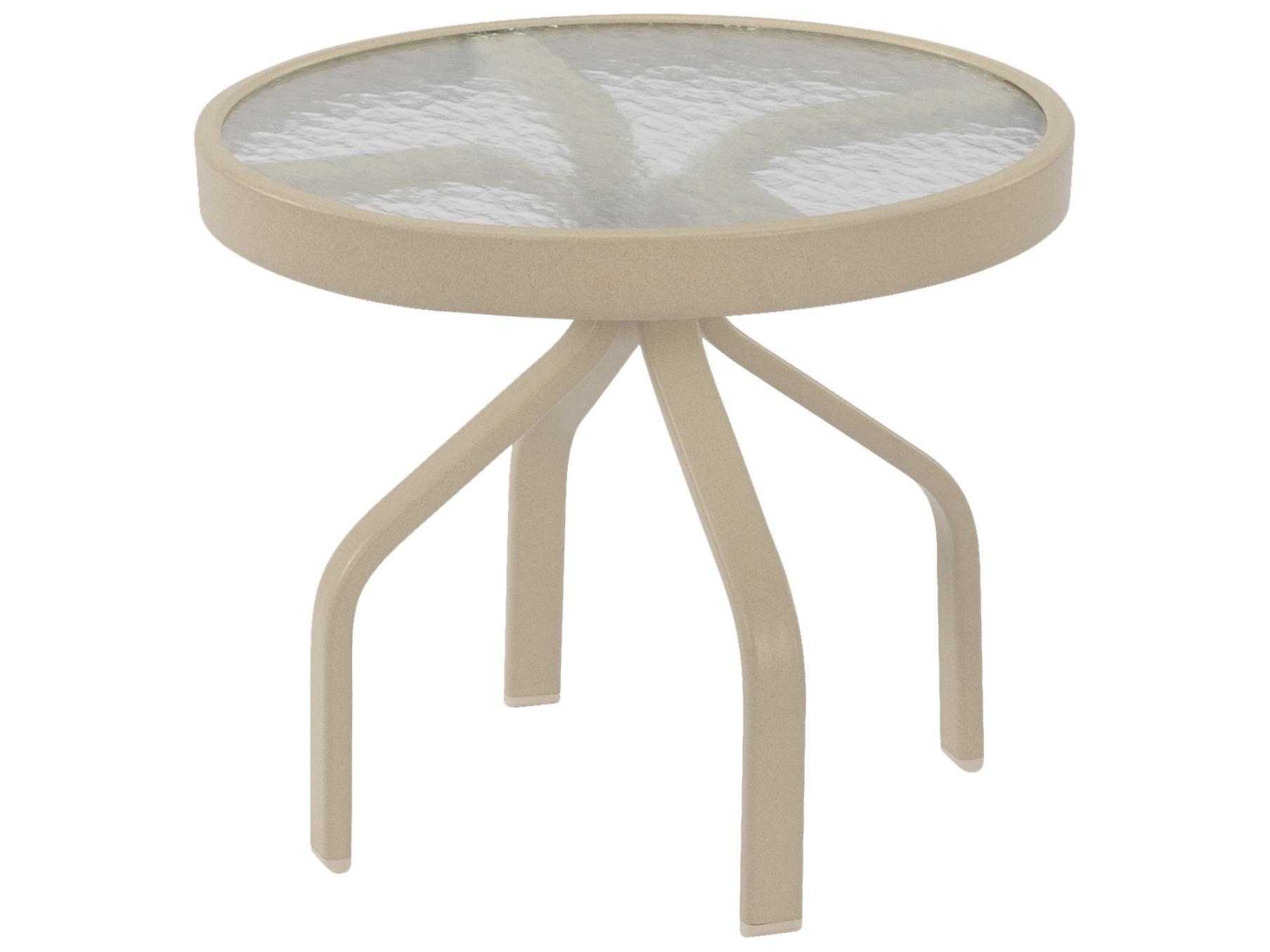 Windward Design Group Glass Top Aluminum Round Outdoor Side Table