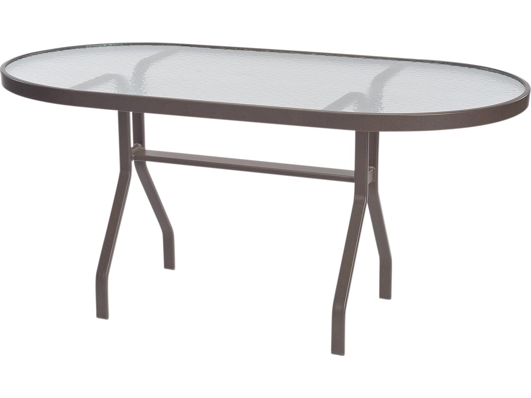 Windward Design Group Glass Top Aluminum Oval Outdoor Patio Dining Table