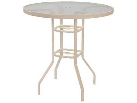 Windward Design Group Acrylic Top Tables Aluminum Round Outdoor Patio Bar Table with Umbrella Hole