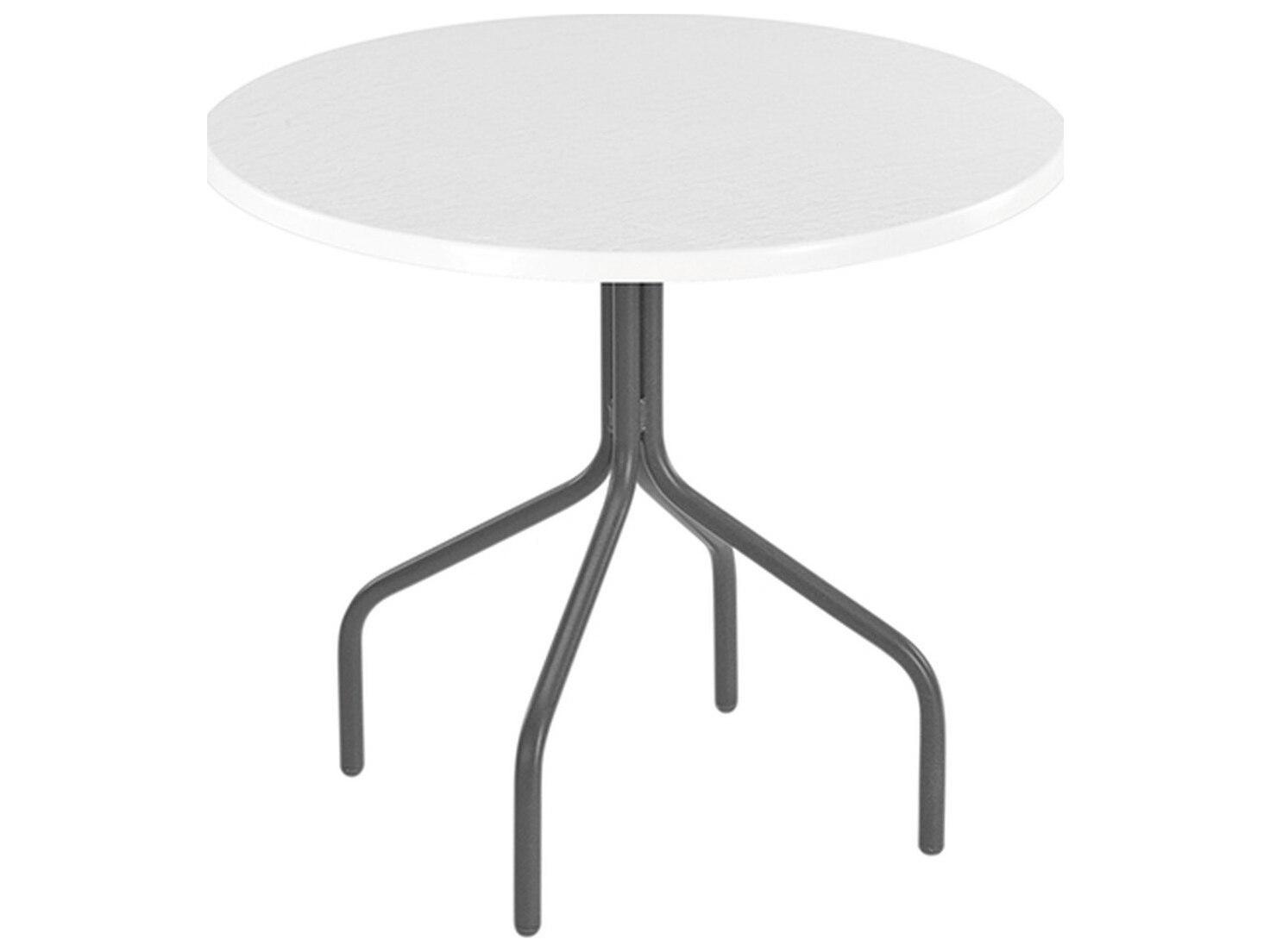Windward Design Group Fiberglass Top Tables Aluminum Round Patio Dining Table with Umbrella Hole