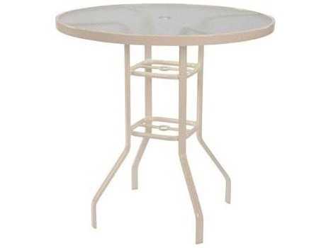 Windward Design Group Acrylic Top Tables Aluminum Round Balcony Table with Umbrella Hole