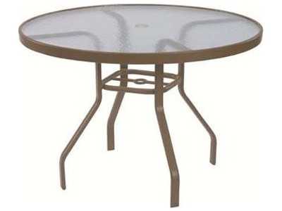 Windward Design Group Acrylic Top Tables Aluminum Round Outdoor Dining Table with Umbrella Hole