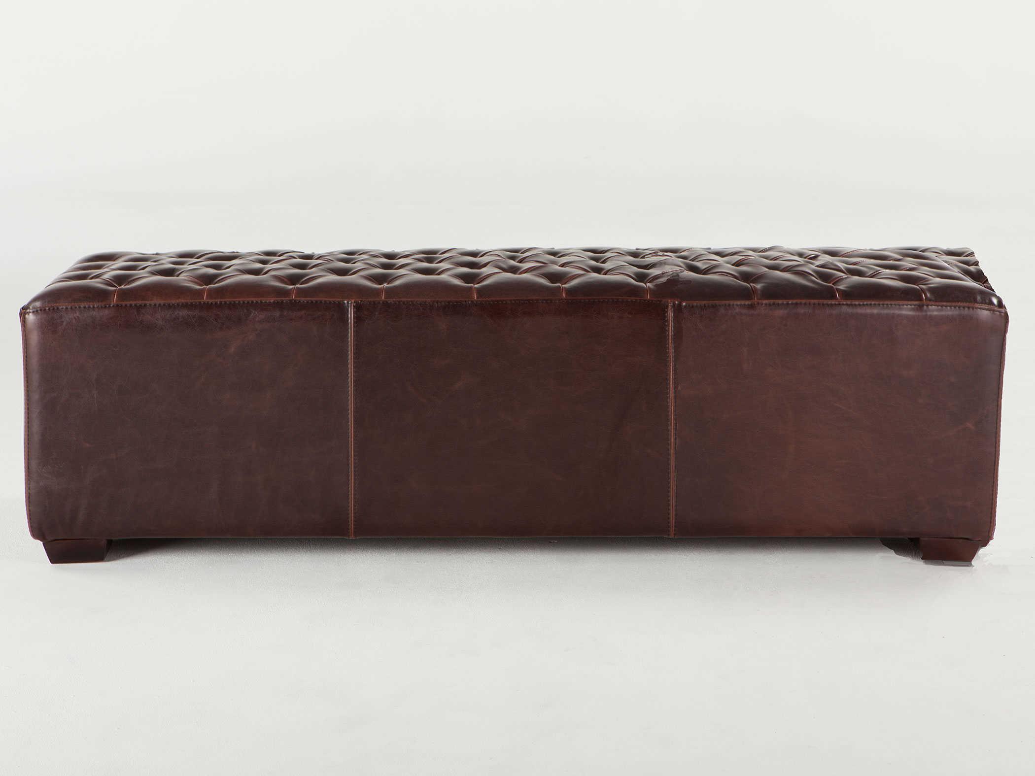 World Interiors Arabella Antique Bronze Brown Leather Accent Bench