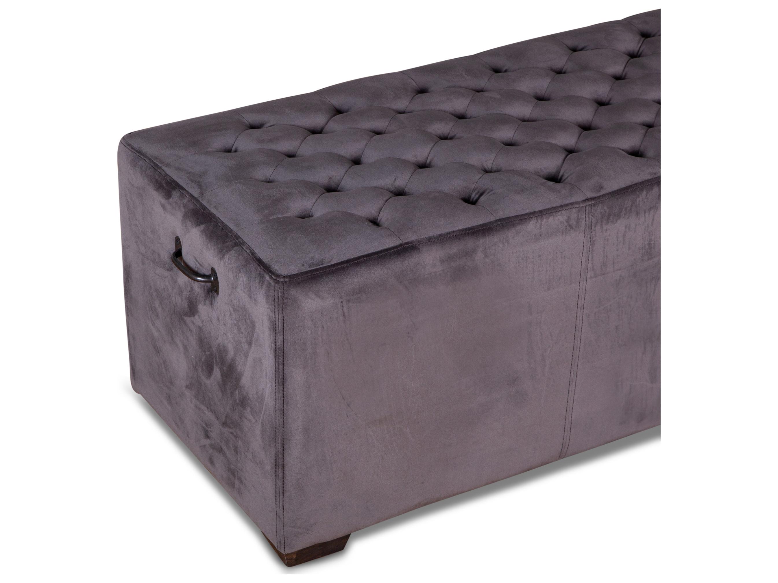 World Interiors Arabella Dark Gray Walnut Antique Black Brown Upholstered Accent Bench