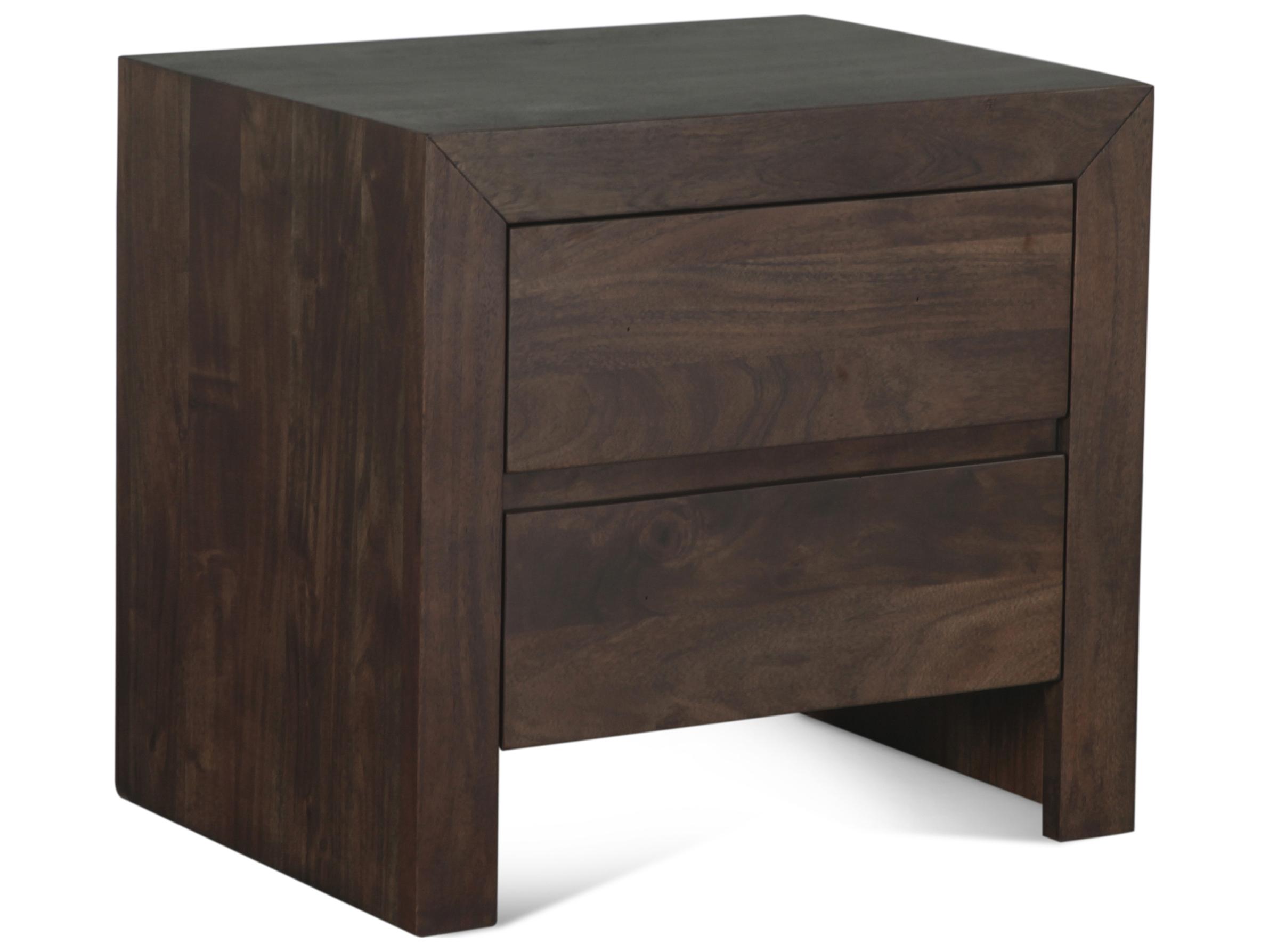World Interiors Acadia 2-Drawers Brown Acacia Wood Nightstand