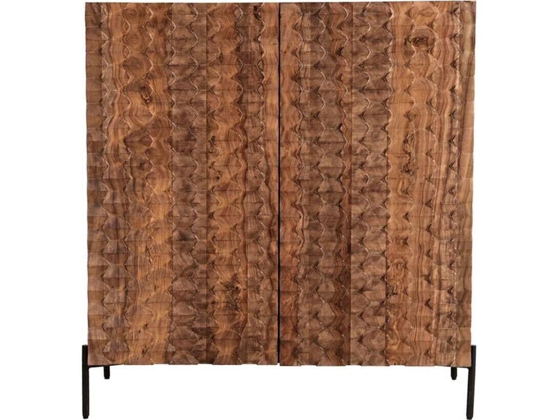 World Interiors Acres Solid Wood Brown Bar Cabinet