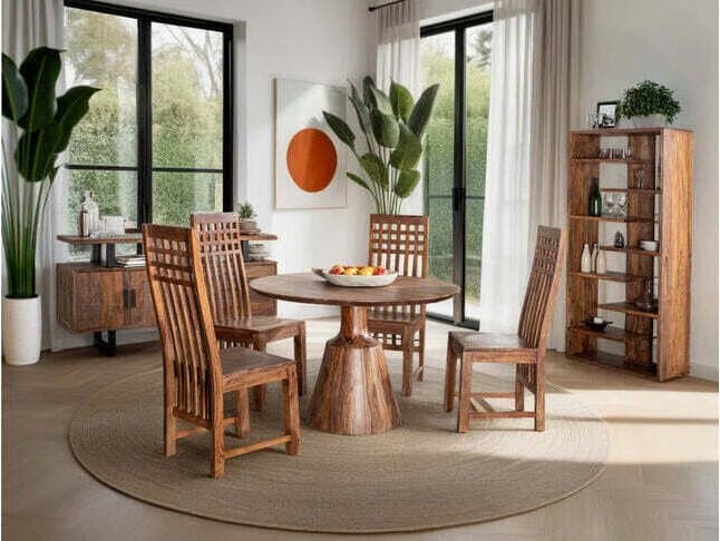 World Interiors Acres Brown Armless Dining Chair