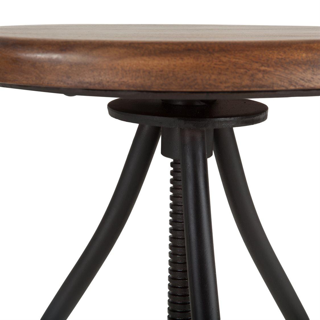 World Interiors Artezia Adjustable Teak Wood Walnut Bar Stool