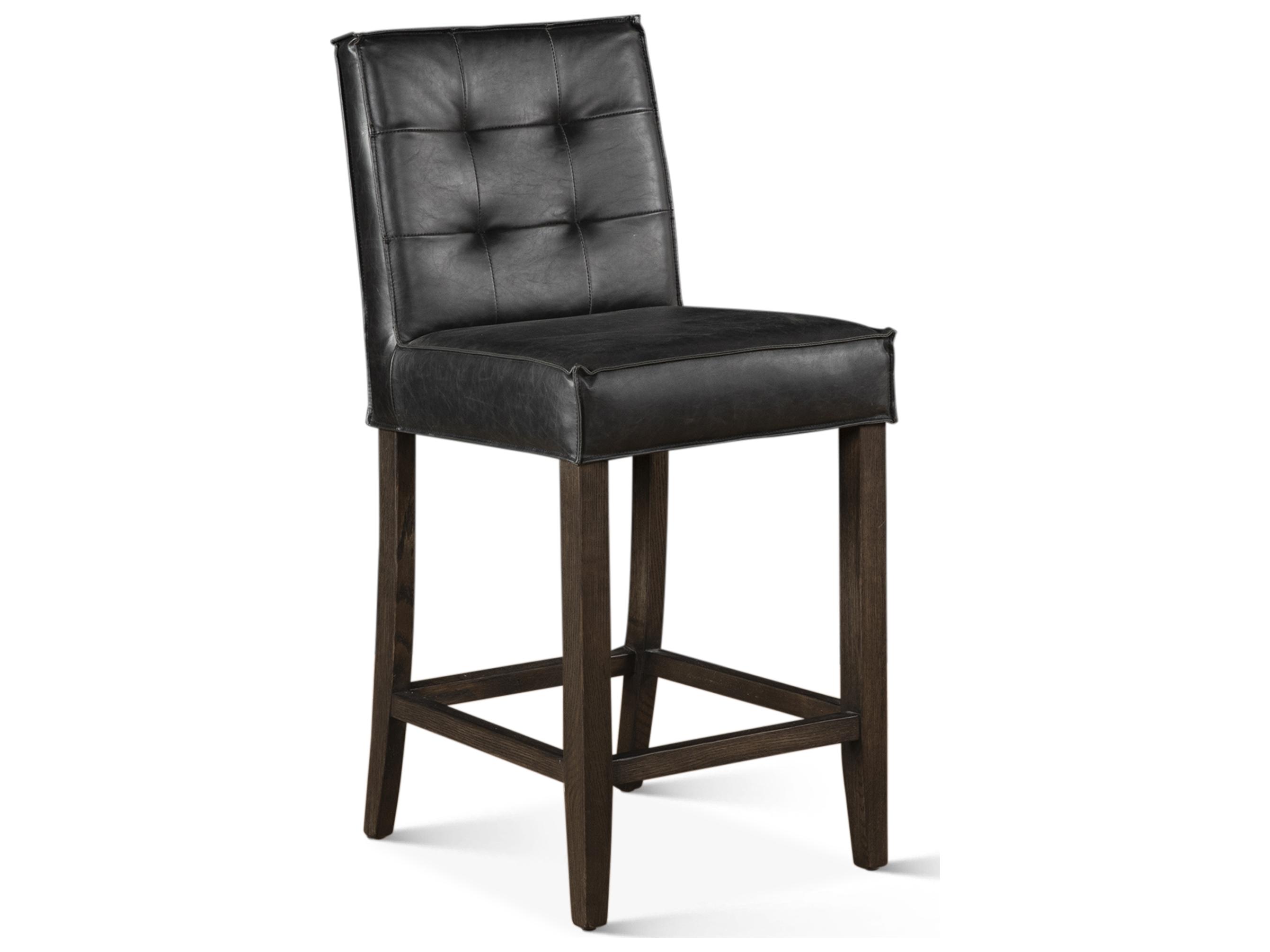 World Interiors Aven Dark Leather Mango Wood Counter Stool