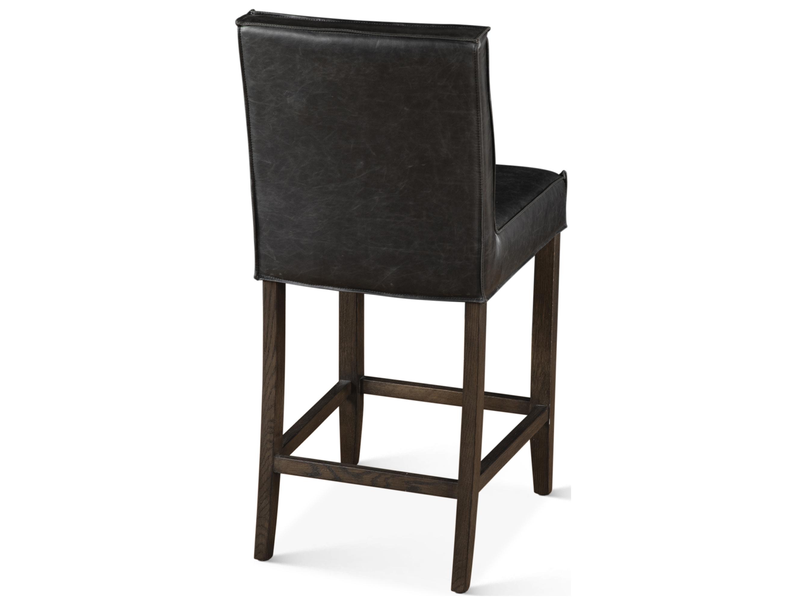 World Interiors Aven Dark Leather Mango Wood Counter Stool