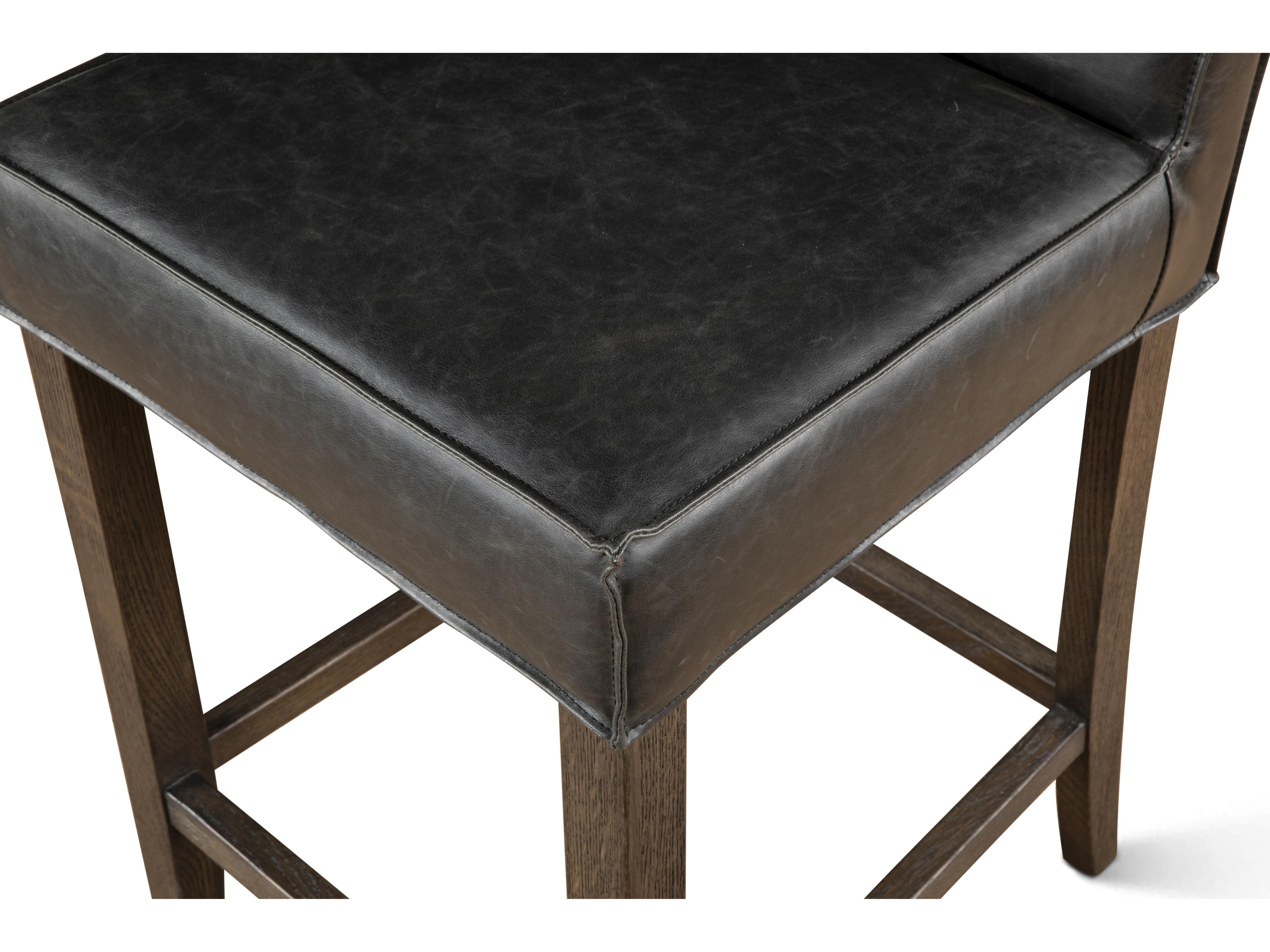 World Interiors Aven Dark Leather Mango Wood Counter Stool