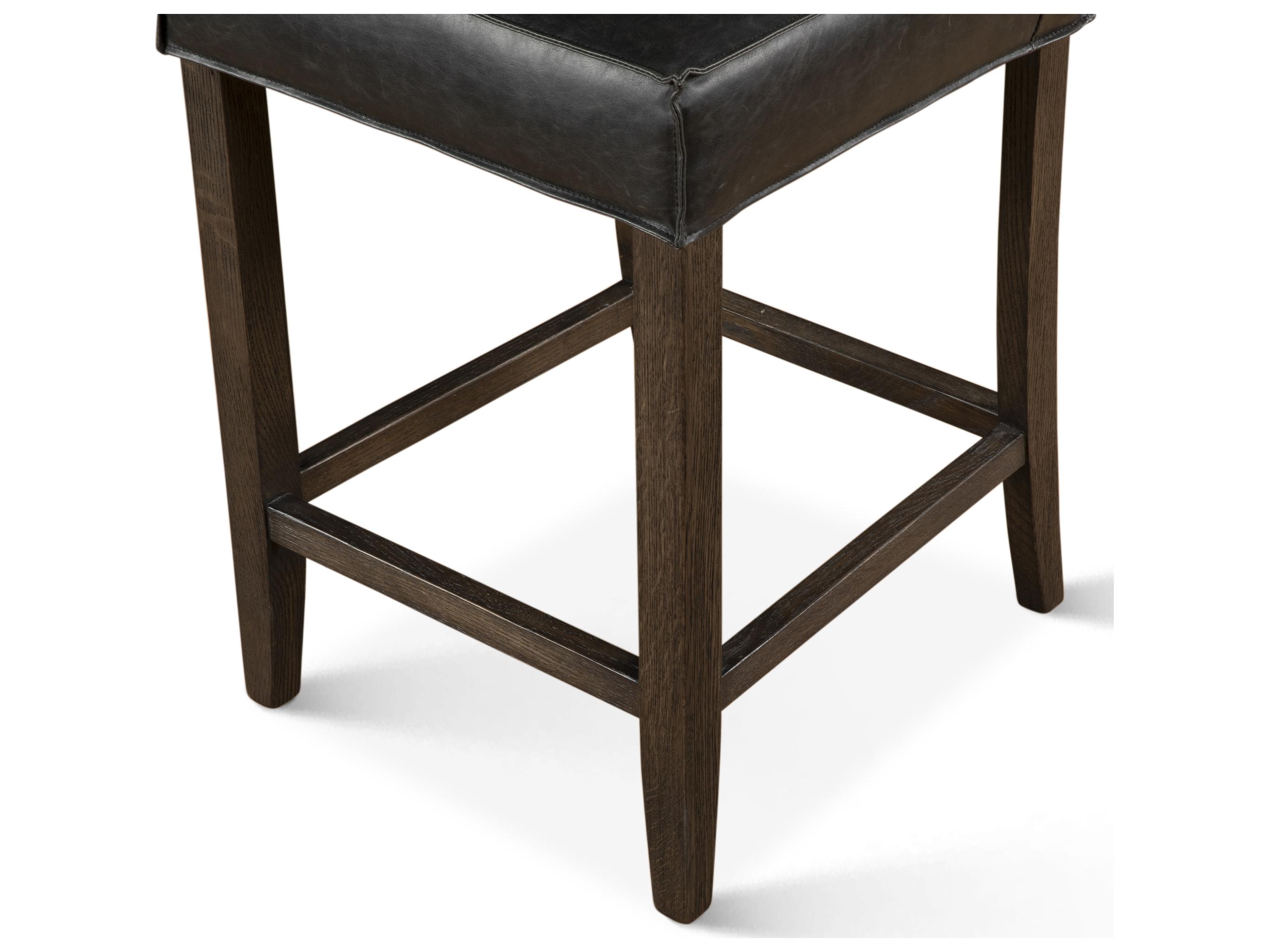 World Interiors Aven Dark Leather Mango Wood Counter Stool