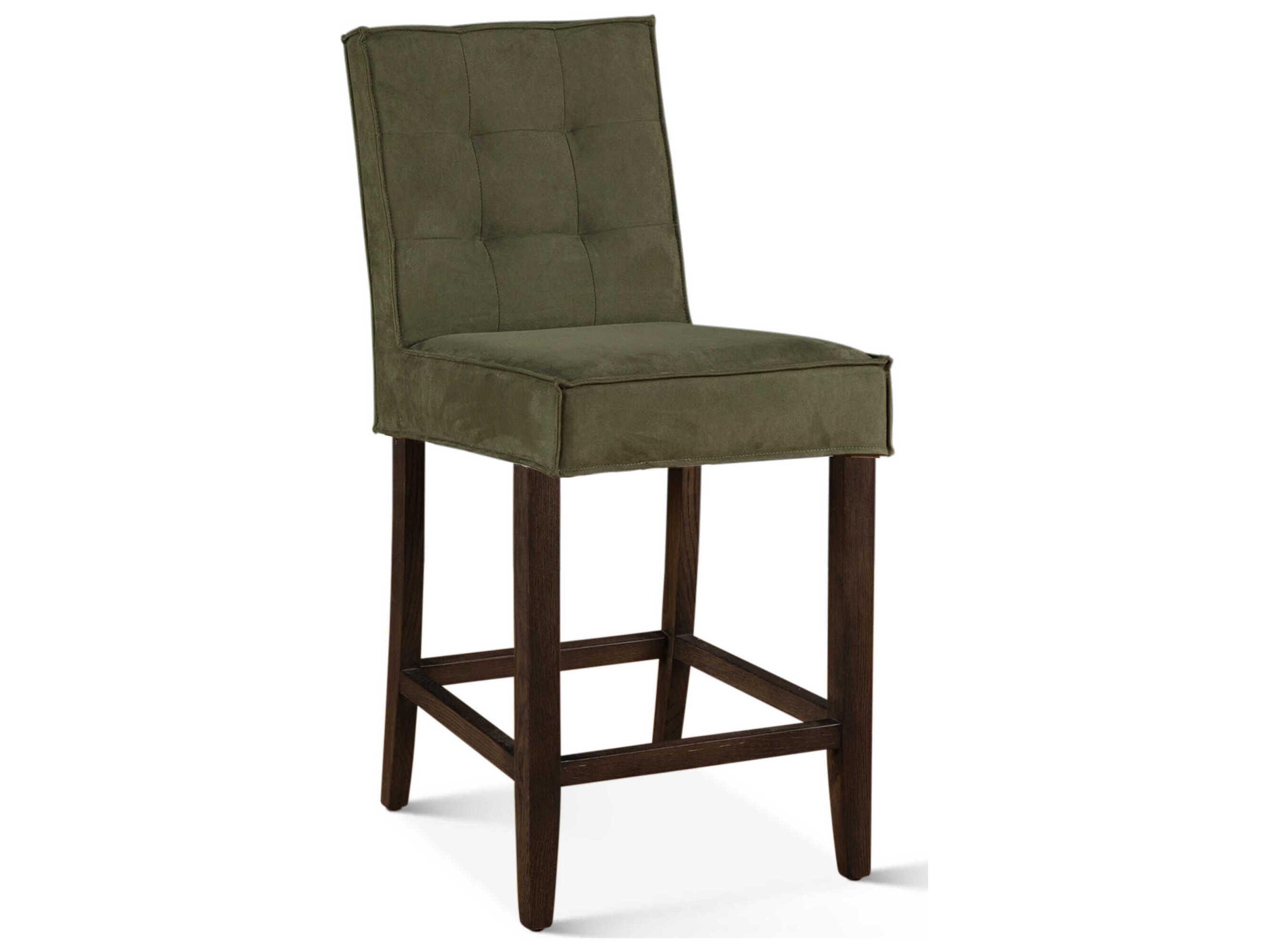 World Interiors Aven Dark Suede Upholstered Mango Wood Counter Stool