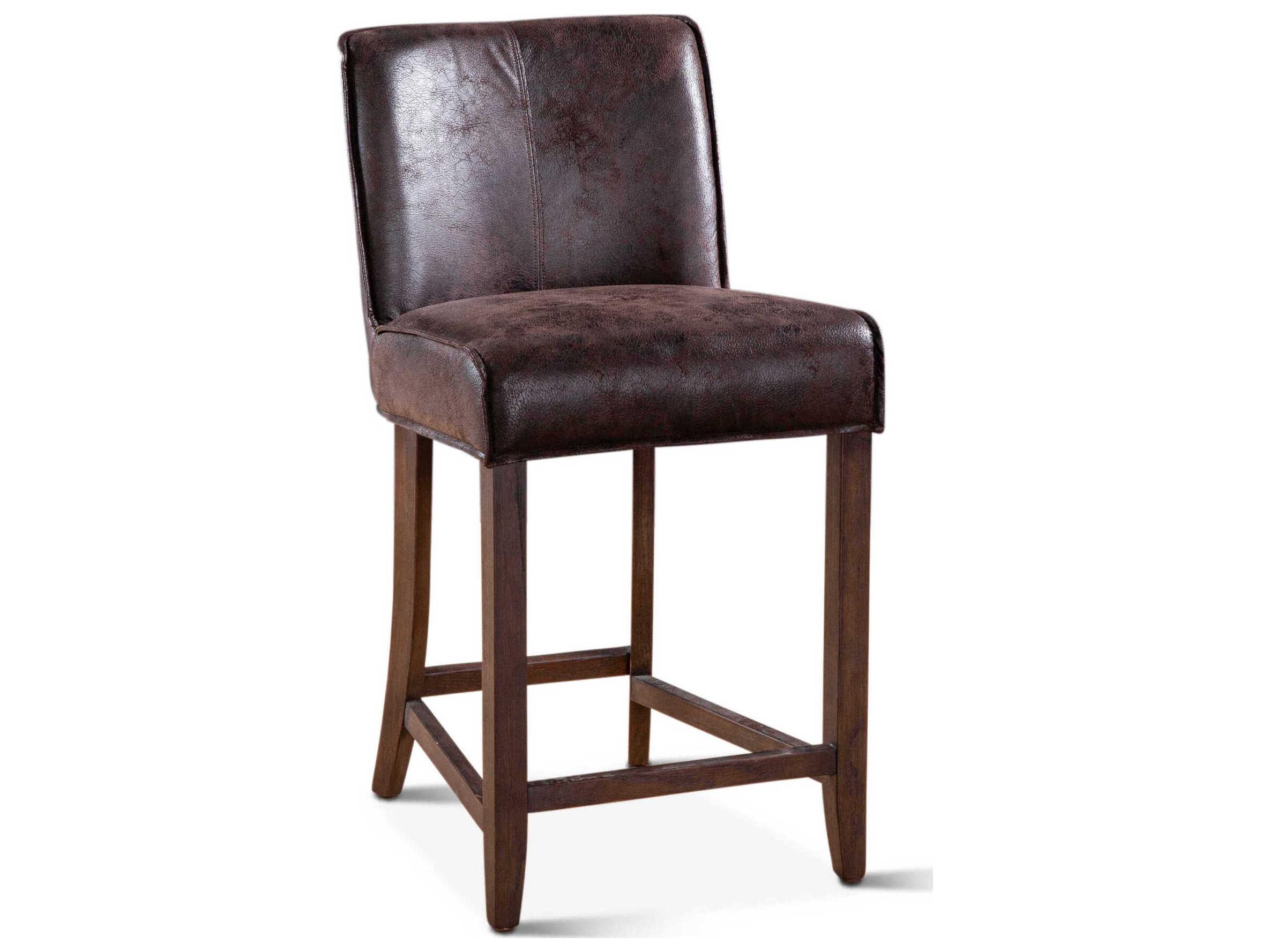 World Interiors Avery Natural Leather Birch Wood Counter Stool