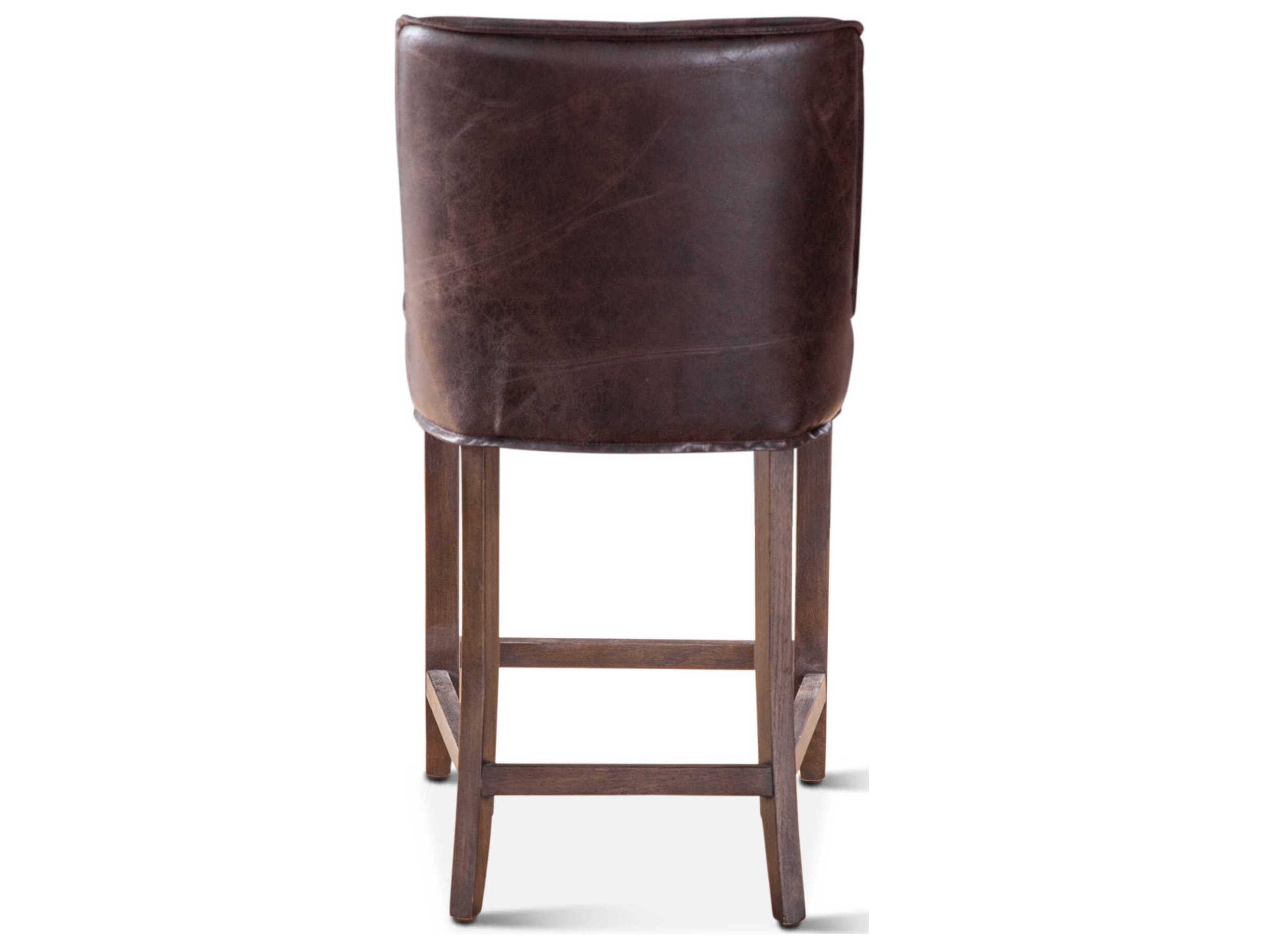 World Interiors Avery Natural Leather Birch Wood Counter Stool