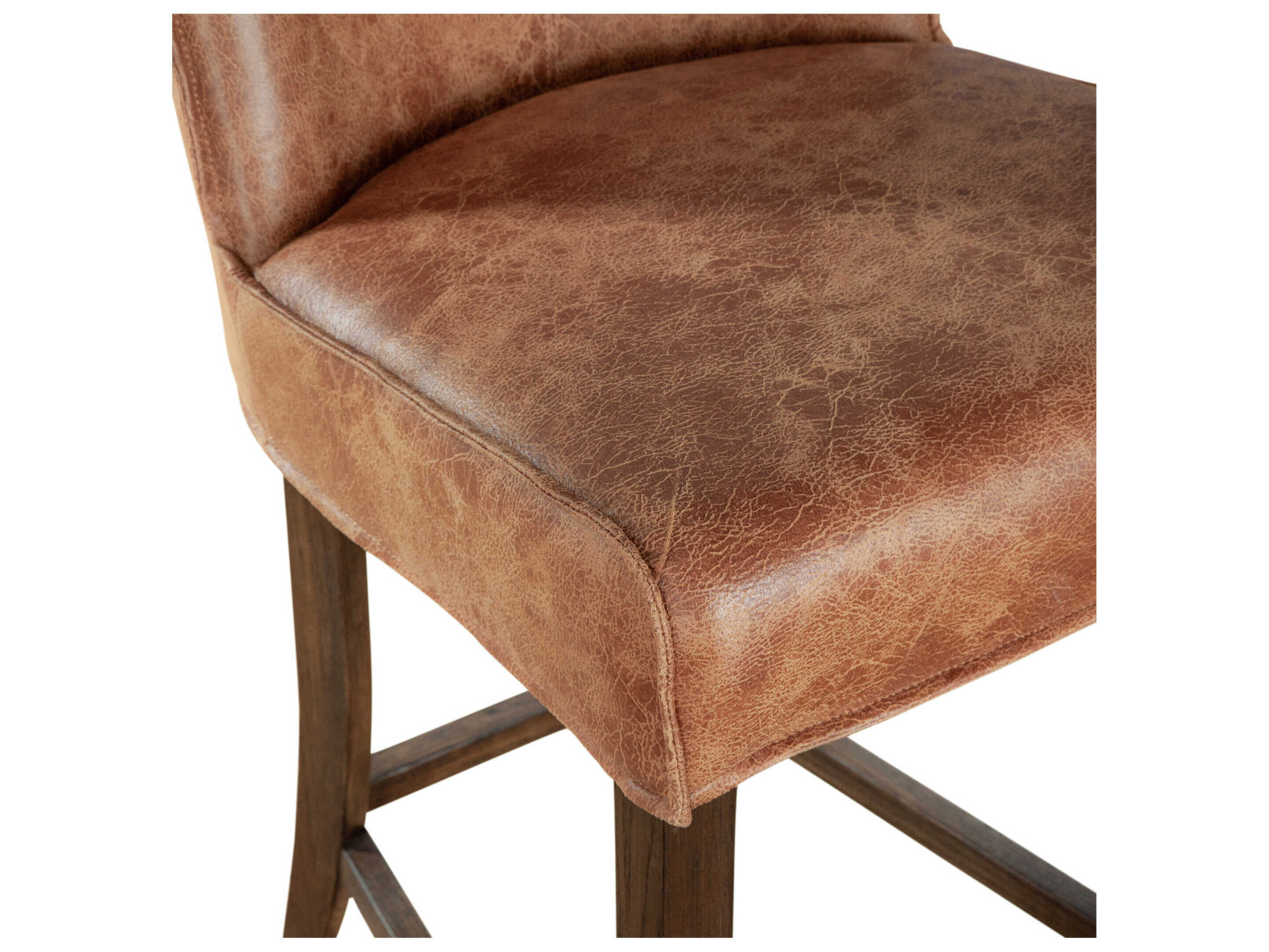 World Interiors Avery Natural Leather Birch Wood Counter Stool