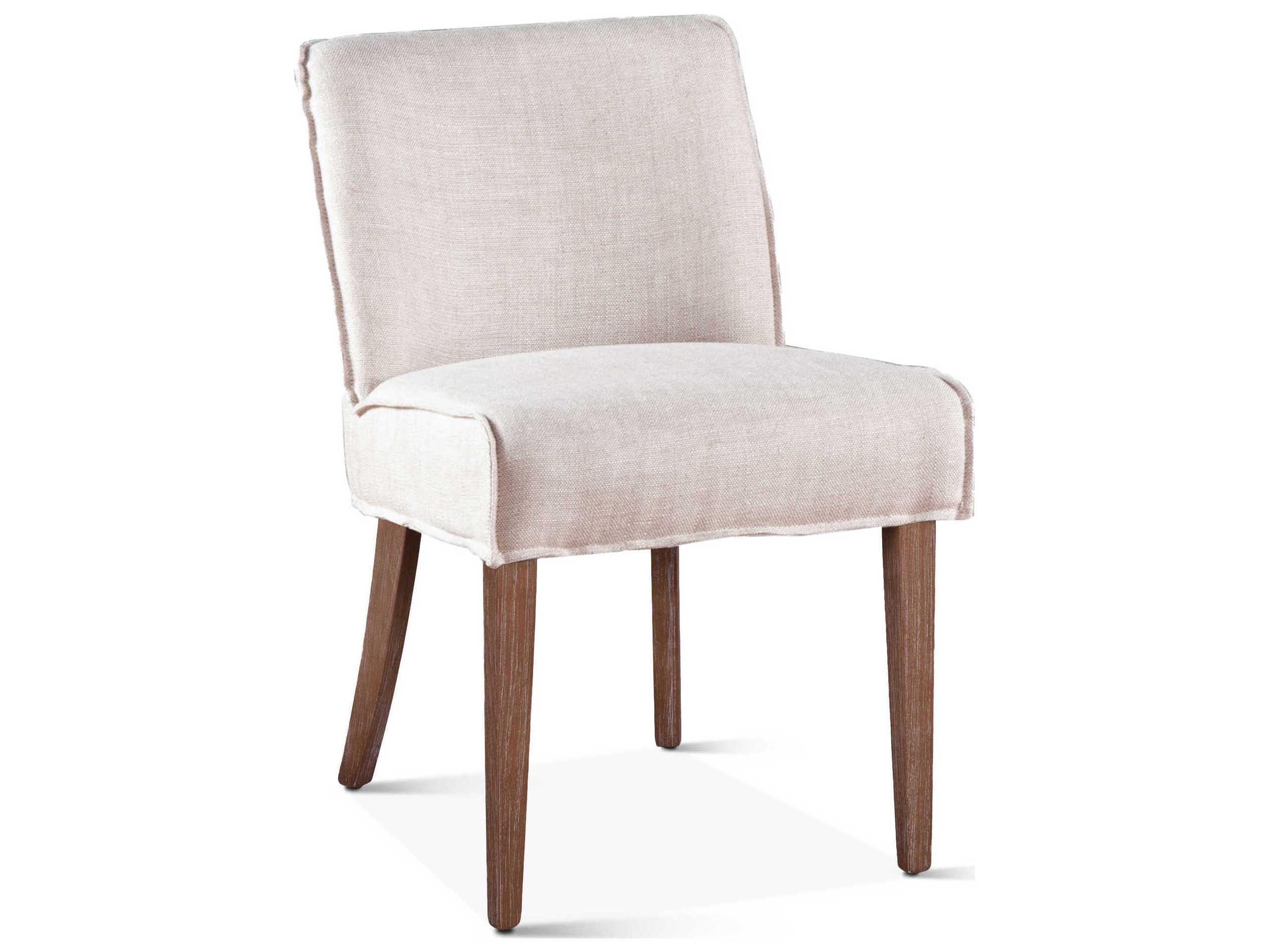 World Interiors Avery Oak Wood White Upholstered Side Dining Chair
