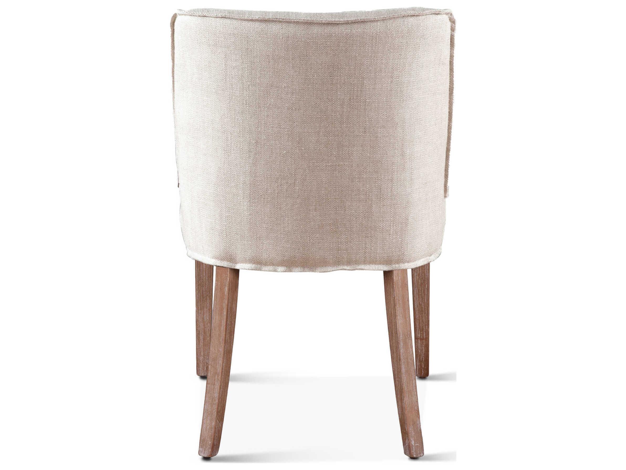 World Interiors Avery Oak Wood White Upholstered Side Dining Chair
