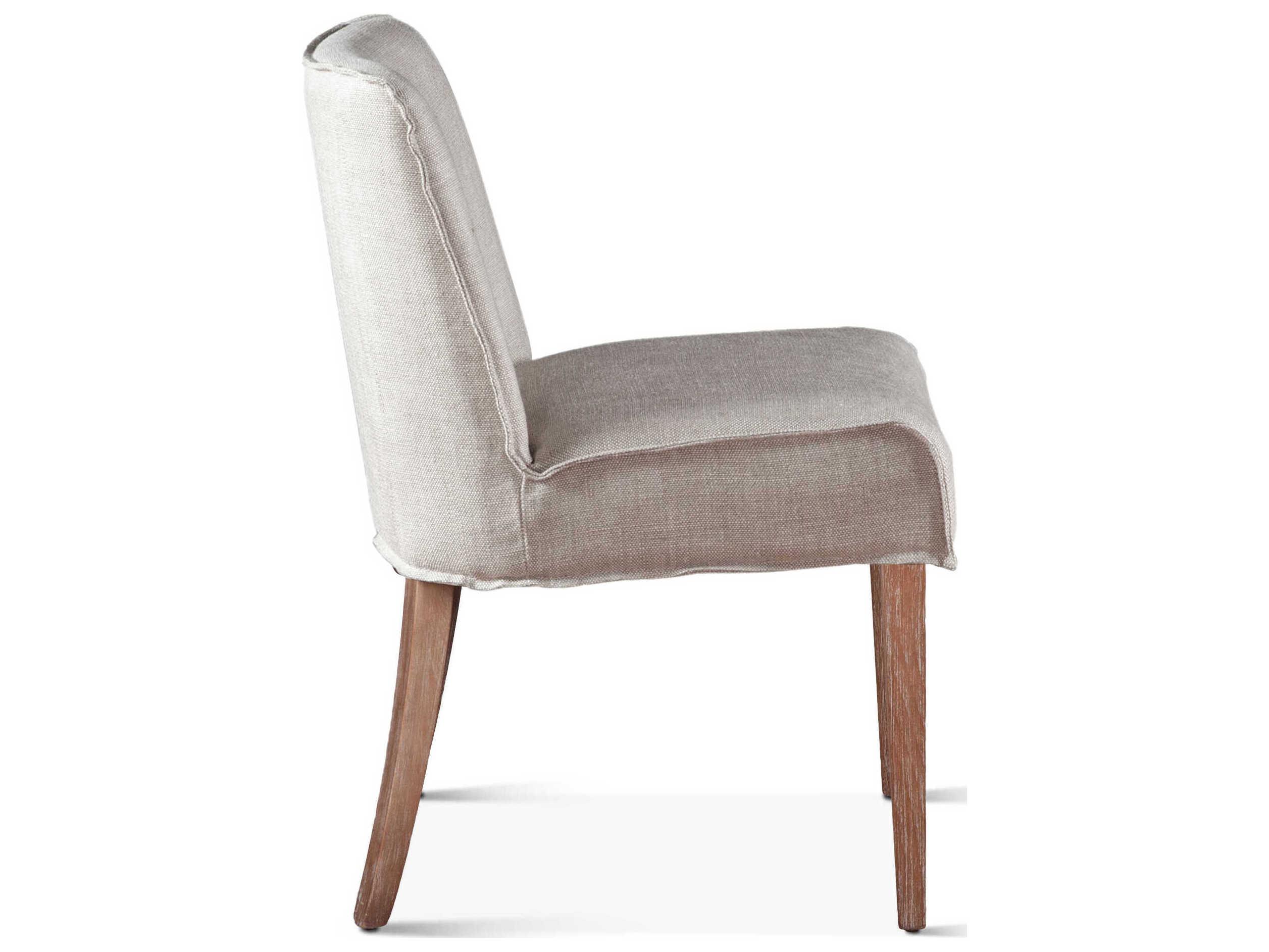 World Interiors Avery Oak Wood White Upholstered Side Dining Chair