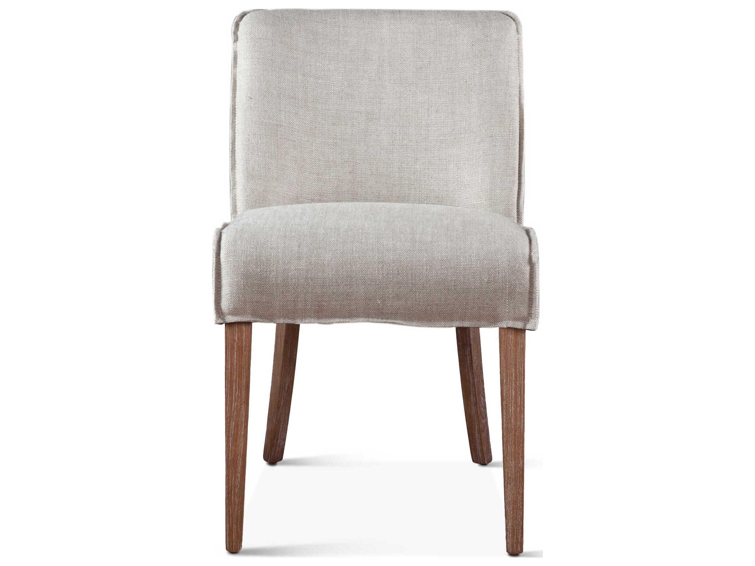 World Interiors Avery Oak Wood White Upholstered Side Dining Chair