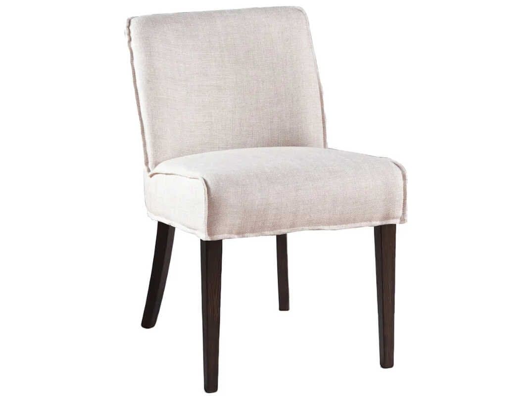 World Interiors Avery Solid Wood White Upholstered Armless Dining Chair