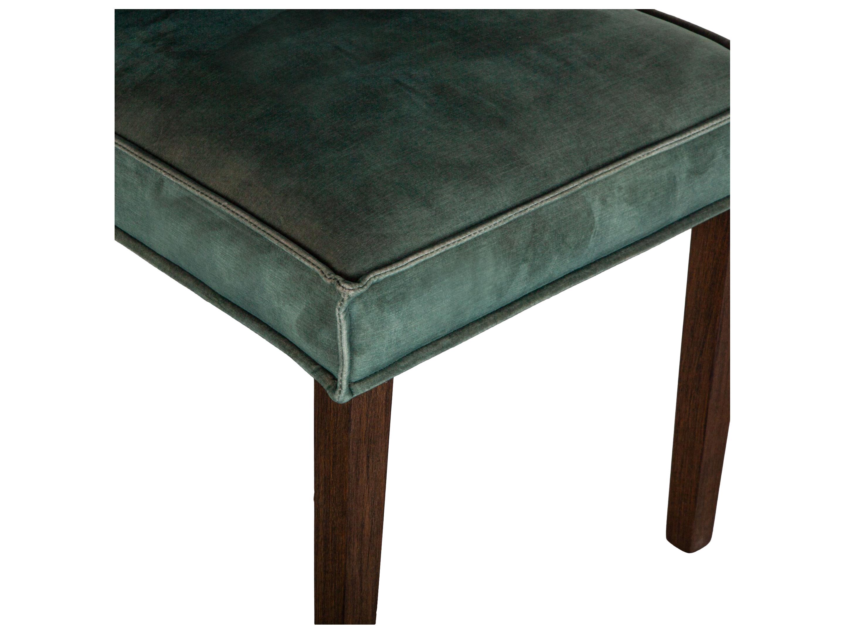 World Interiors Aven Solid Wood Green Velvet Upholstered Armless Dining Chair