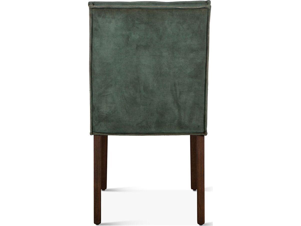 World Interiors Aven Solid Wood Green Velvet Upholstered Armless Dining Chair