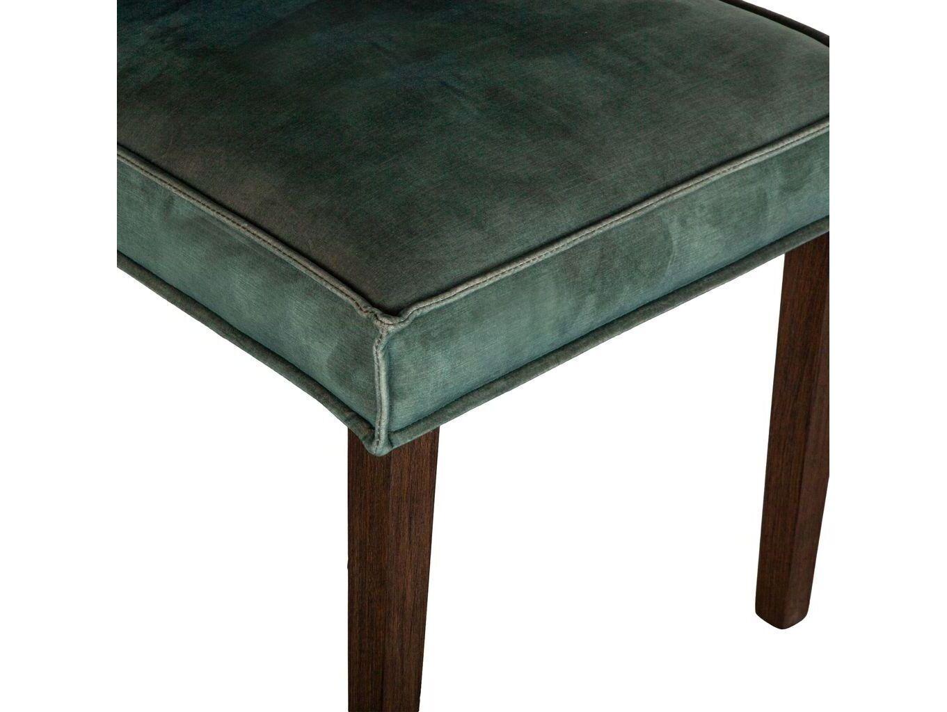 World Interiors Aven Solid Wood Green Velvet Upholstered Armless Dining Chair